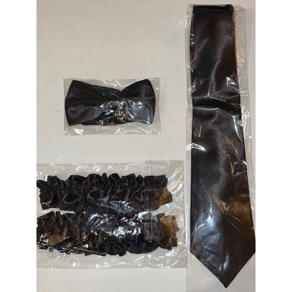 Mens Black 1920S Gatsby-Inspired Vest Set With Adjustable Back Bow Tie Tie & Arm - Picture 6 of 6